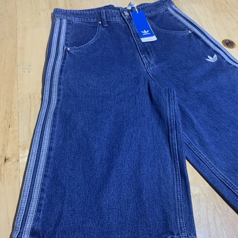 Adidas Originals Adicolor Firebird Denim Shorts Medium Blue JC6235 Mens Size 30